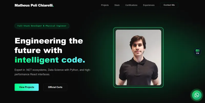 Site de portfólio do Engenheiro Físico Matheus Poli Chiarelli